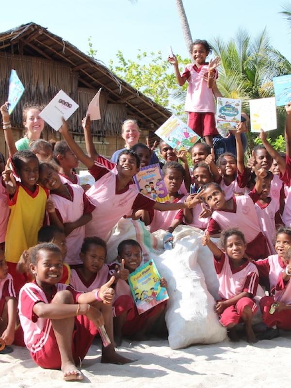 Kids of Arborek village after Beach Clean